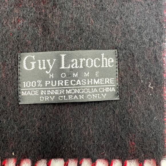 Guy Laroche Cashmere Scarf Black Red - Picture 3 of 6